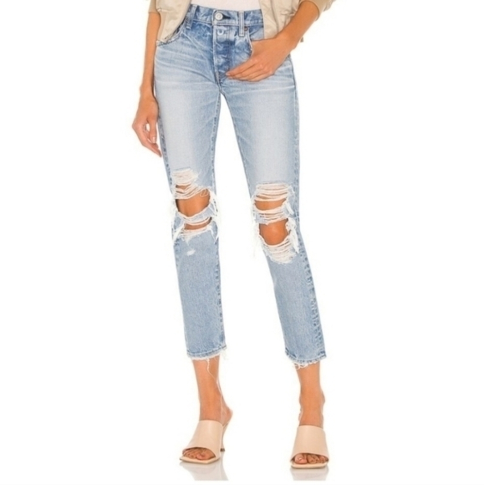 MOUSSY MAY‎ TAPERED DISTRESSED JEANS